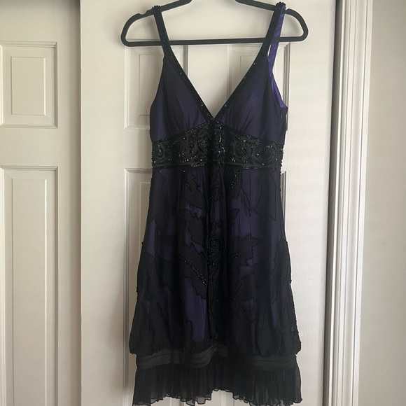 SUEWONG PURPLE AND BLACK MINI DRESS SIZE 6 - Picture 2 of 2